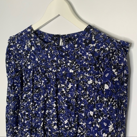 NWT ZARA Blue Floral Long Sleeve Ruffle Hem Mini Dress Size S - Picture 6 of 15